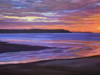 colourful painting of a Woolacombe sunset