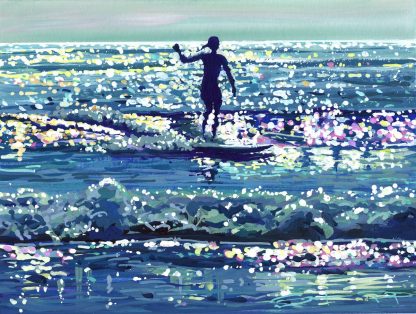 Colourful original surfing painting