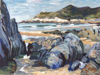 Rockpools and Barricane beach painting