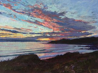 Original painting of a Sunset on Combesgate beach