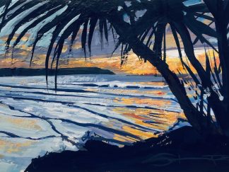 Golden Hour original woolacombe gouache painting