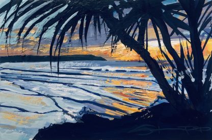 Golden Hour original woolacombe gouache painting