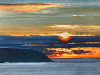 Woolacombe sunset gouache painting