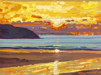 winter woolacombe sunset painting