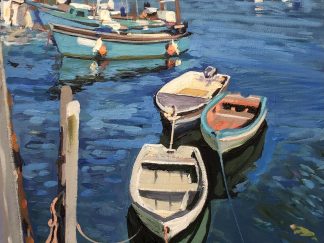 Boats at high tide, Mevagissey harbour cornwall