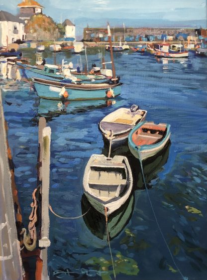 Boats at high tide, Mevagissey harbour cornwall