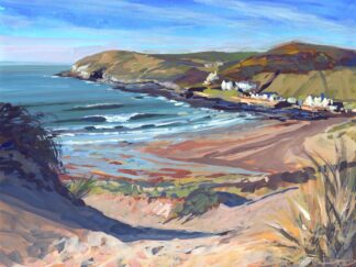 Painting of a sunny day in Croyde Bay